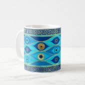 Griechisches Eye und griechisches Schlüsselornamen Kaffeetasse (Vorderseite Links)