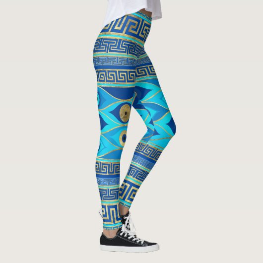 Griechisches Eye und griechisches Schlüsselornamen Leggings (Rechts)