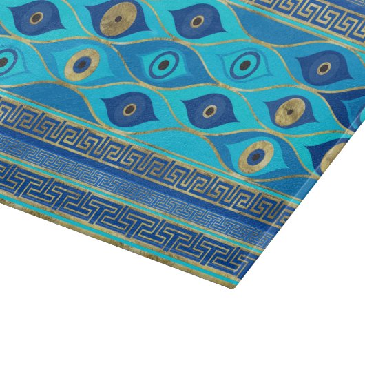 Griechisches Eye und griechisches Schlüsselornamen Schneidebrett (Ecke)