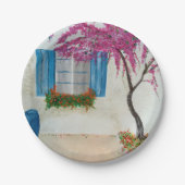 Griechisches Fenster Pappteller (Vorderseite)