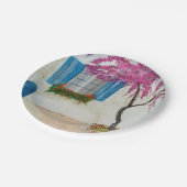 Griechisches Fenster Pappteller (Schrägansicht)