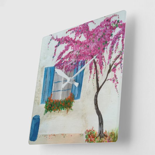 Griechisches Fenster  Quadratische Wanduhr (Winkel)