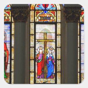 Griechisches Fenster Quadratischer Aufkleber