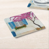 Griechisches Fenster   Rechteckiger Pappuntersetzer (angewinkelt)