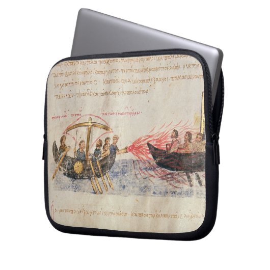 Griechisches Feuer (Pergament) Laptopschutzhülle (Vorderseite Links)