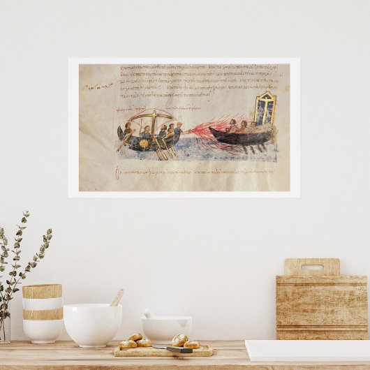 Griechisches Feuer (Vellum) Poster (Küche)