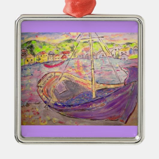 griechisches Fischerdorf Silbernes Ornament (Vorne)
