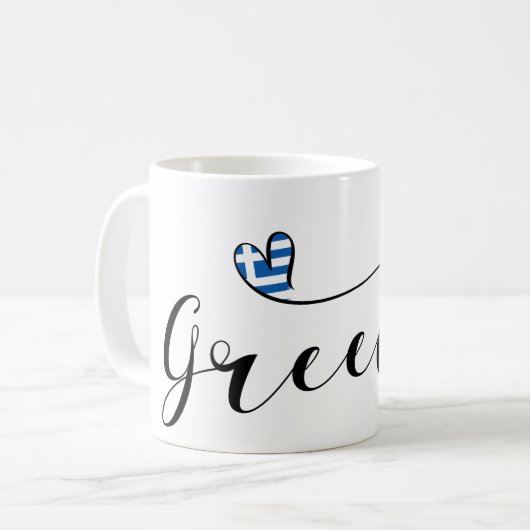 Griechisches Flaggenherz, Griechenland Kaffeetasse (Vorderseite Links)