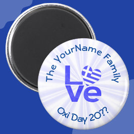 Griechisches Flaggenherz in blauer LIEBE Magnet