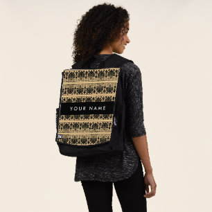 Griechisches Fret Arabesque Braun, Ihr Name, Perso Rucksack