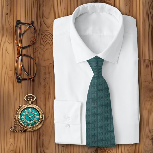 Griechisches geometrisches Aquamarine Krawatte