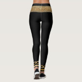 Griechisches Grundgold für schwarze Athletik Leggings (Rückseite)