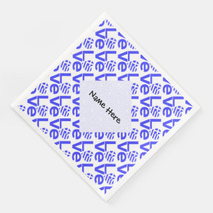 Griechisches Herz Blau LOVE Kachel personalisiert Serviette