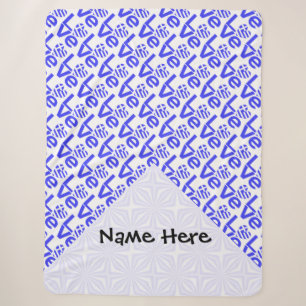 Griechisches Herz Blau LOVE Kachel personalisiert Sherpadecke