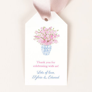 Griechisches Key Chinoiserie Cherry Blossom Brautp Geschenkanhänger