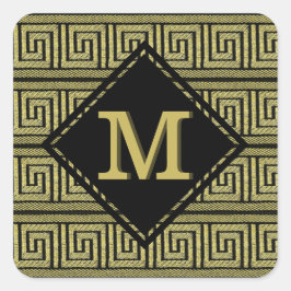 Griechisches klassisches Design in Gold und Schwar Quadratischer Aufkleber