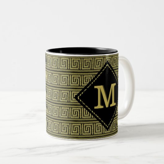 Griechisches klassisches Design in Gold und Schwar Zweifarbige Tasse (VorderseiteRechts)