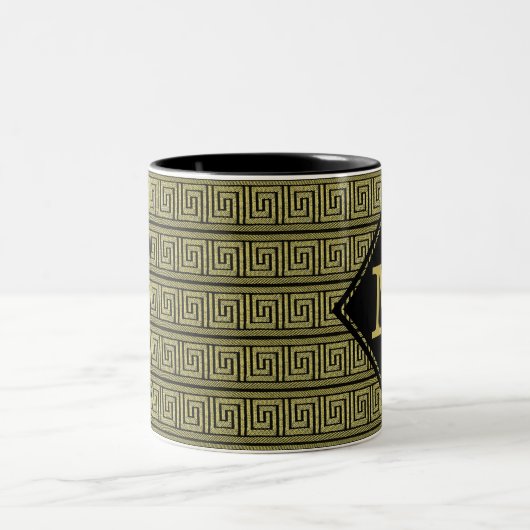 Griechisches klassisches Design in Gold und Schwar Zweifarbige Tasse (Mittel)