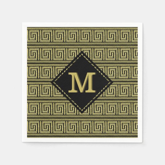 Griechisches klassisches Design in Golden & Black Serviette (Vorderseite)