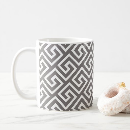 Griechisches klassisches Viereckmuster Kaffeetasse (Mit Donut)