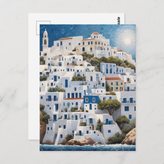 Griechisches Küstendorf Griechenland Seehäuser Postkarte (Vorne/Hinten)