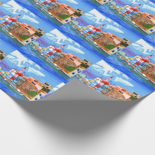 Griechisches Küstenverpackungspapier Geschenkpapier (Ecke)