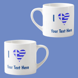 Griechisches Liebesherz Flagge Blau Personalisieru Espressotasse