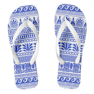 Griechisches Mäander, Mittelmeer-Muster, Blau Badesandalen