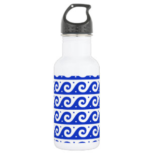 Griechisches Mäander, Mittelmeer-Wellenmuster, Bla Edelstahlflasche