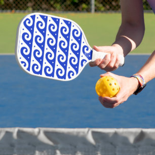 Griechisches Mäander, Mittelmeer-Wellenmuster, Bla Pickleball Schläger