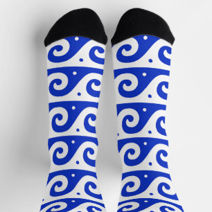 Griechisches Mäander, Mittelmeer-Wellenmuster, Bla Socken