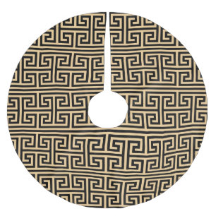 Griechisches Mäander-Schlüssel-Quadrat-H-Muster Br Polyester Weihnachtsbaumdecke