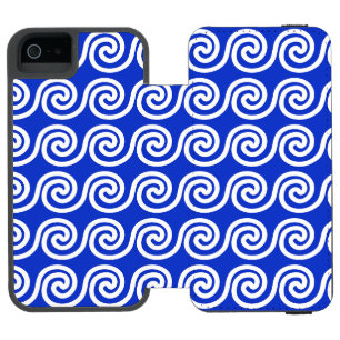 Griechisches Mäander Schlüssel Wellen Muster Blau Incipio Watson™ iPhone 5 Geldbörsen Hülle