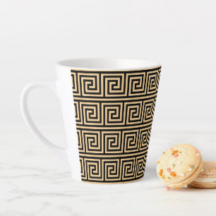 Griechisches Mäander-Schlüsselquadrat-Muster Braun Milchtasse