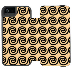 Griechisches Mäander-Schlüsselwellen-Muster Braun Incipio Watson™ iPhone 5 Geldbörsen Hülle