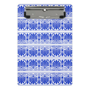 Griechisches mediterranes Arabeskenmuster Blau Mini Klemmbrett