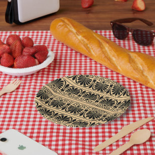 Griechisches mediterranes Arabeskenmuster Braun Pappteller