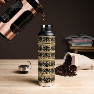 Griechisches mediterranes Arabeskenmuster Braun Trinkflasche
