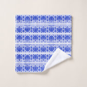Griechisches Mittelmeer Arabeske Muster Blau Badhandtuch Set (Waschlappen)