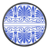 Griechisches Mittelmeer Arabeske Muster Blau Eishockey Puck (Vorderseite)