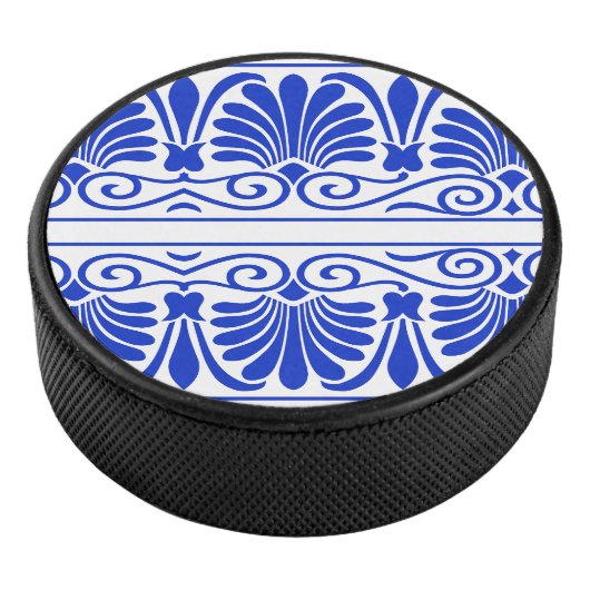 Griechisches Mittelmeer Arabeske Muster Blau Eishockey Puck (3/4)