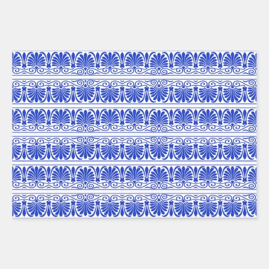 Griechisches Mittelmeer Arabeske Muster Blau Geschenkpapier Set (Vorderseite 3)