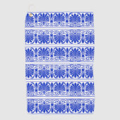 Griechisches Mittelmeer Arabeske Muster Blau Golfhandtuch (Vorderseite)