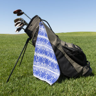 Griechisches Mittelmeer Arabeske Muster Blau Golfhandtuch