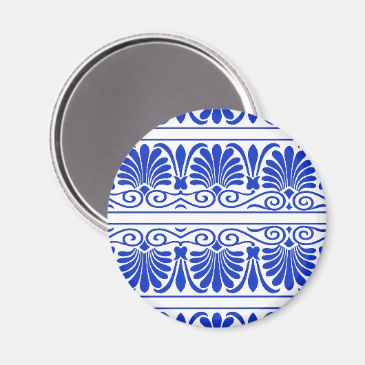 Griechisches Mittelmeer Arabeske Muster Blau Magnet (Vorderseite/Rückseite)