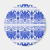 Griechisches Mittelmeer Arabeske Muster Blau Magnet (Vorne)