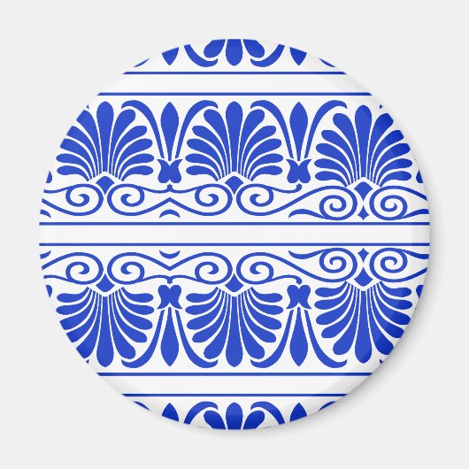 Griechisches Mittelmeer Arabeske Muster Blau Magnet (Vorne)