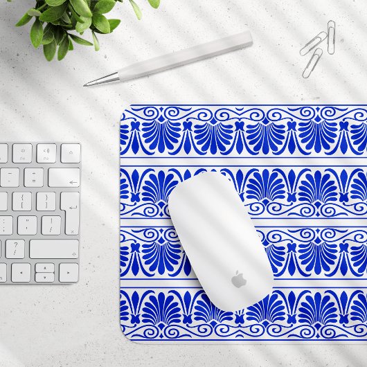 Griechisches Mittelmeer Arabeske Muster Blau Mousepad