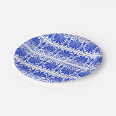 Griechisches Mittelmeer Arabeske Muster Blau Pappteller (Schrägansicht)