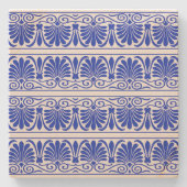 Griechisches Mittelmeer Arabeske Muster Blau Steinuntersetzer (Vorderseite)